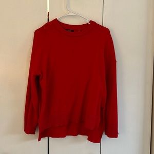 Bright red sweater, good for Christmas